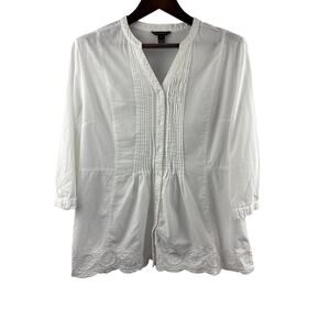 Women’s Bit & Bridle Large White Button Up Blouse